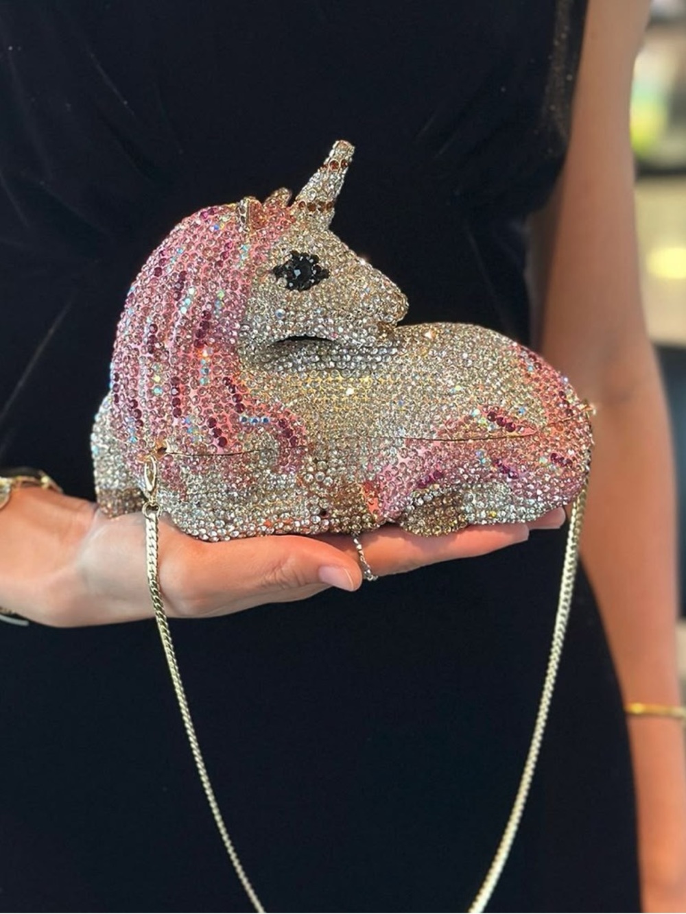 Crystal Unicorn Evening Clutch - Pink and Silver
